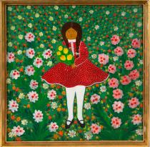 Gombktn Tth Ilona (1933 - ): Girl with flowers, 1992