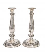 A pair of silver candlesticks